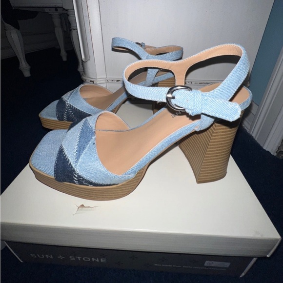 Sun & Stone color block denim sandals 8.5 - Picture 6 of 12